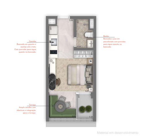 Studio à venda com 26m², 0 quartos sem vaga - 25