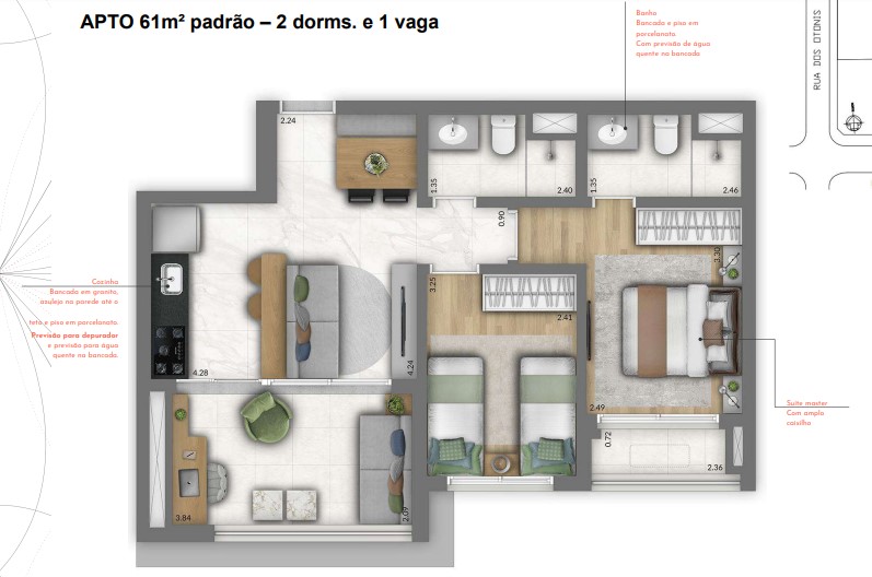 Apartamento à venda com 61m², 2 quartos com vaga - 25