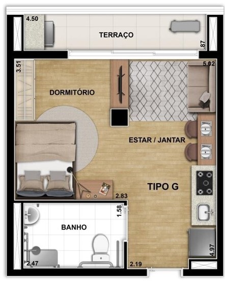 Studio à venda com 34m², 0 quartos sem vaga - 16