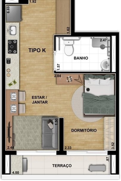 Studio à venda com 40m², 0 quartos sem vaga - 16