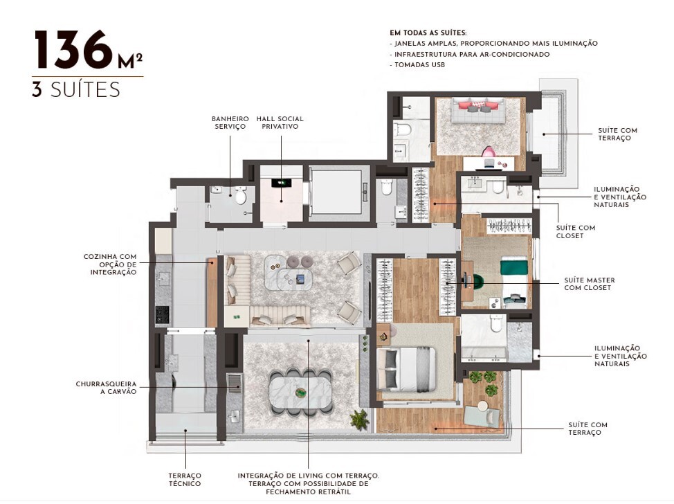 Apartamento à venda com 136m², 3 quartos com vaga - 19