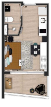 Studio à venda com 22m², 1 quarto com vaga - 16