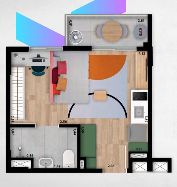 Studio à venda com 25m², 0 quartos sem vaga - 34