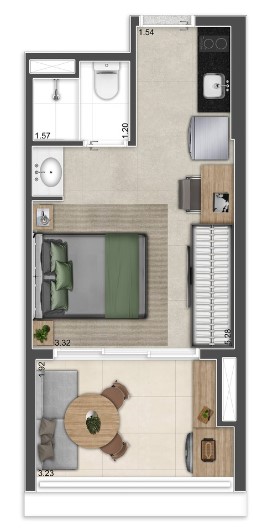 Studio à venda com 26m², 0 quartos sem vaga - 21