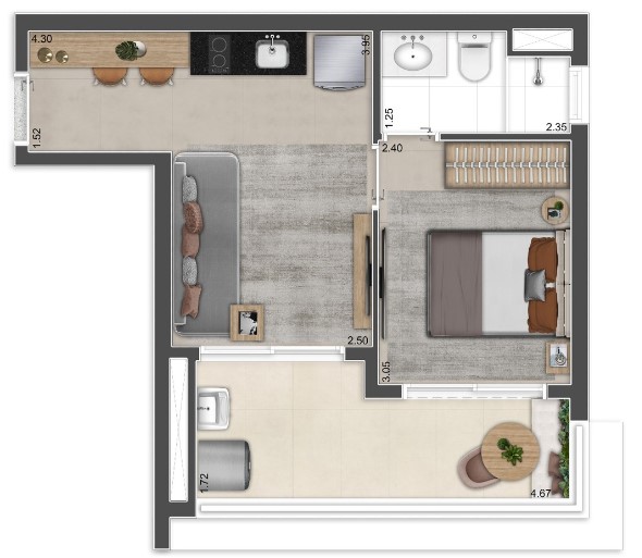 Apartamento à venda com 36m², 1 quarto sem vaga - 21