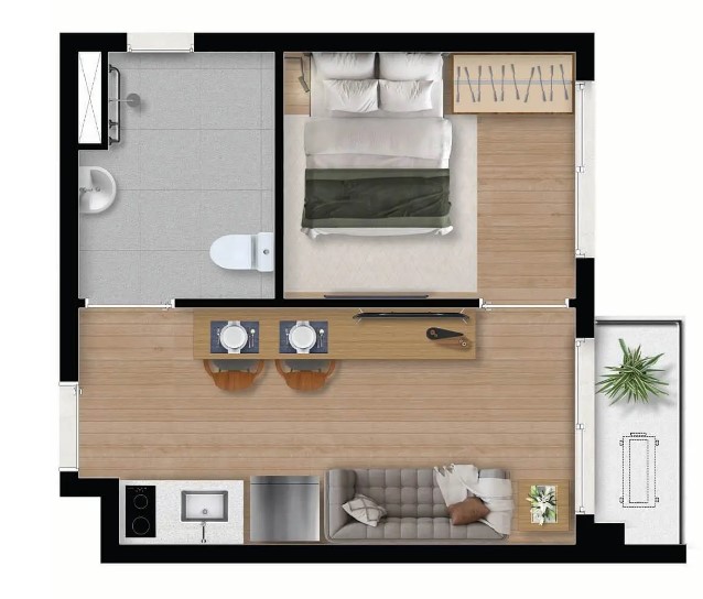 Apartamento à venda com 28m², 1 quarto sem vaga - 19