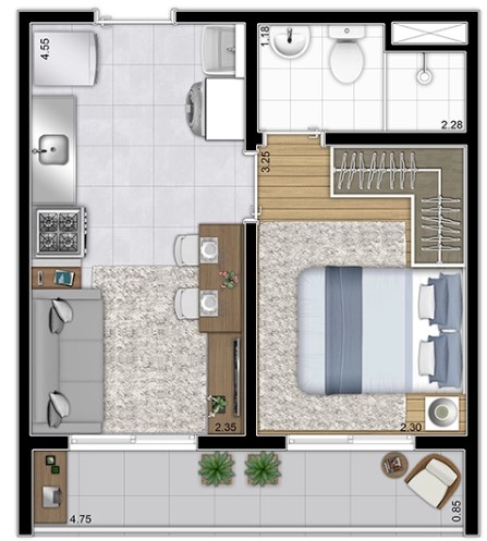 Apartamento à venda com 28m², 1 quarto sem vaga - 15