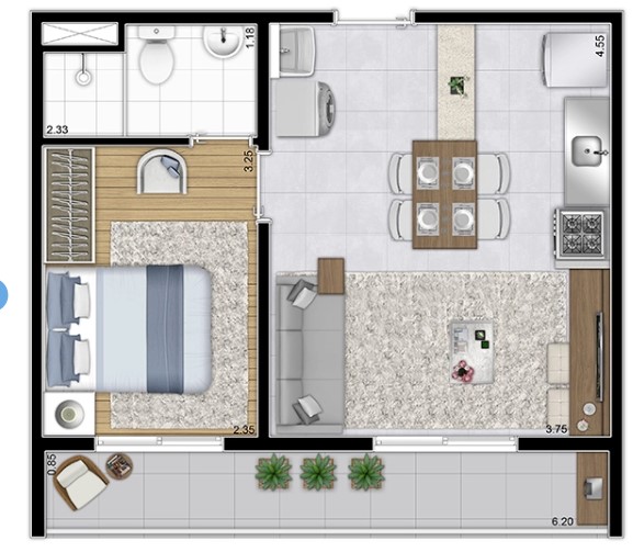 Apartamento à venda com 37m², 1 quarto sem vaga - 15