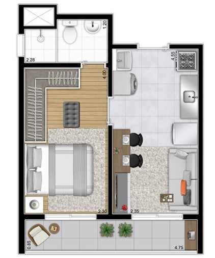 Apartamento à venda com 27m², 1 quarto sem vaga - 13