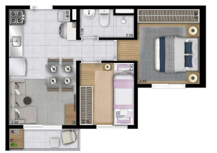 Apartamento à venda com 35m², 2 quartos sem vaga - 13
