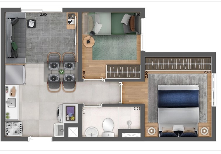Apartamento à venda com 32m², 2 quartos sem vaga - 21