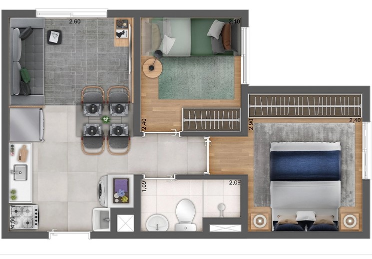 Apartamento à venda com 32m², 2 quartos sem vaga - 19