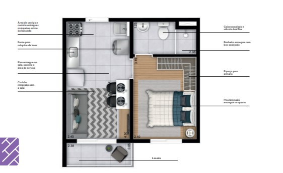 Apartamento à venda com 27m², 1 quarto sem vaga - 21
