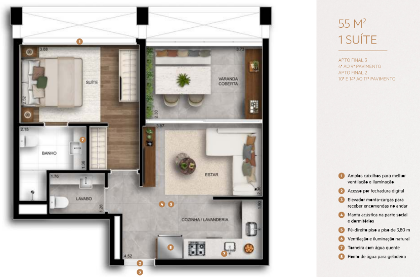 Apartamento à venda com 55m², 1 quarto com vaga - 17