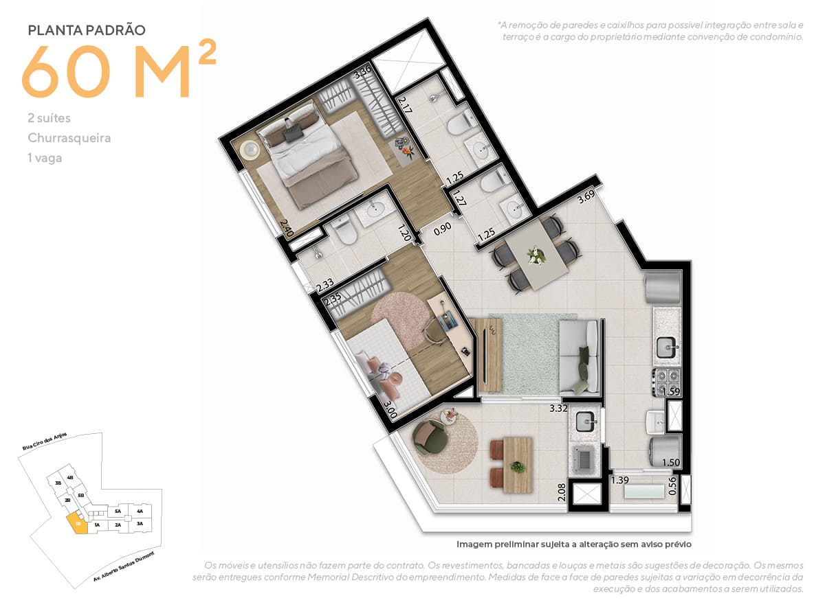 Apartamento à venda com 60m², 2 quartos com vaga - 37