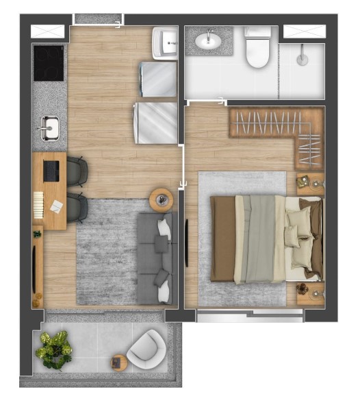 Apartamento à venda com 41m², 1 quarto sem vaga - 23