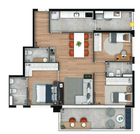 Apartamento à venda com 118m², 3 quartos com vaga - 18