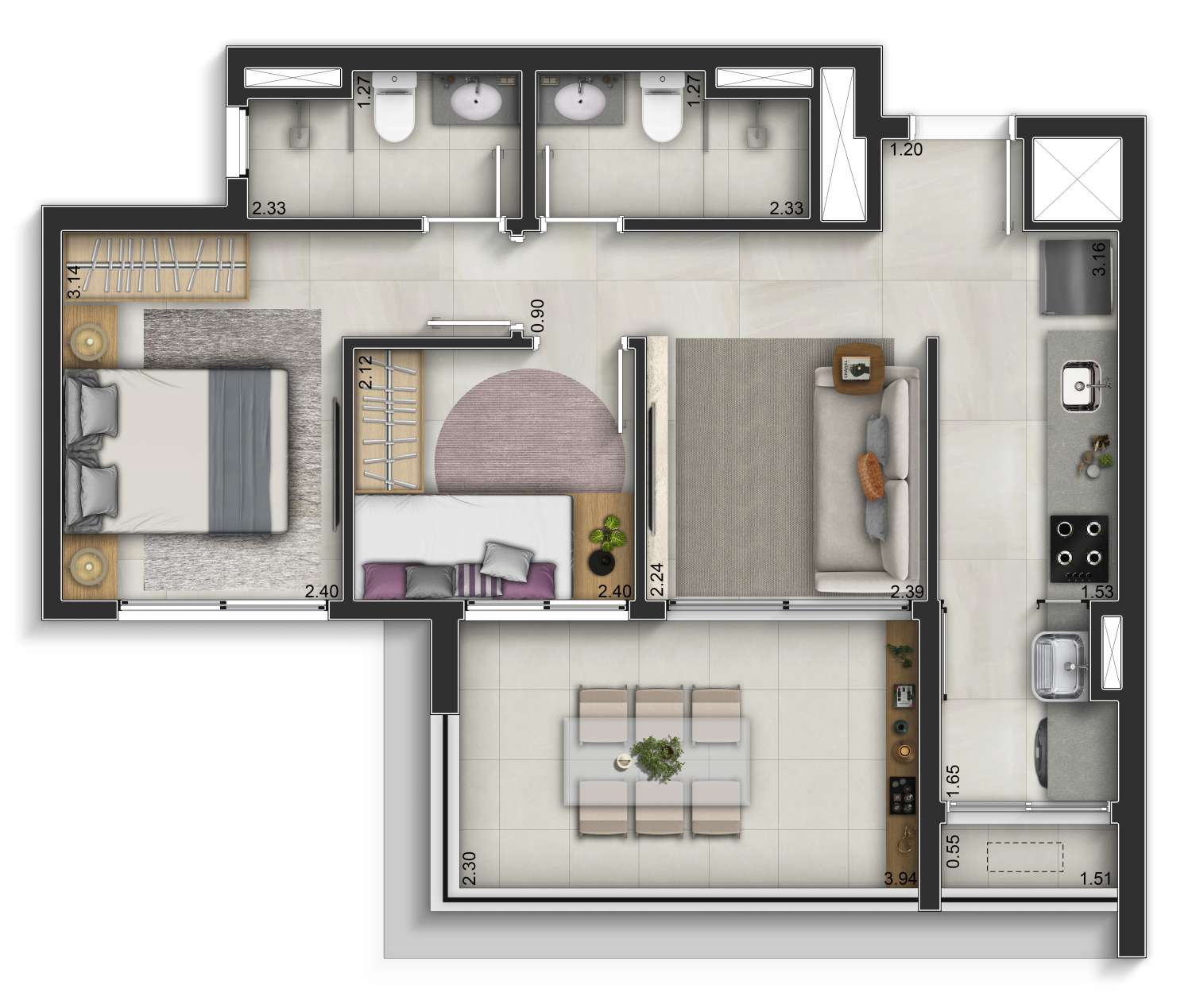 Apartamento à venda com 56m², 2 quartos com vaga - 21