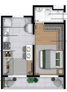 Apartamento à venda com 28m², 1 quarto sem vaga - 19