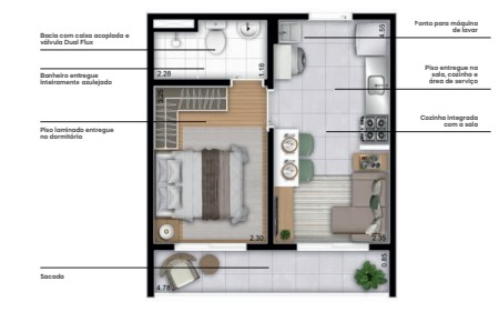 Apartamento à venda com 28m², 1 quarto sem vaga - 21