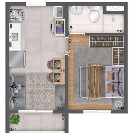 Apartamento à venda com 27m², 1 quarto sem vaga - 15