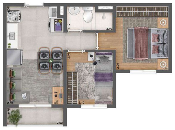 Apartamento à venda com 34m², 1 quarto sem vaga - 15