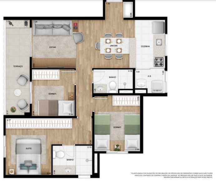 Apartamento à venda com 75m², 3 quartos com vaga - 24