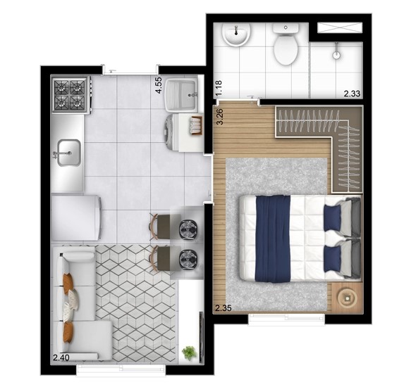 Apartamento à venda com 24m², 1 quarto sem vaga - 18