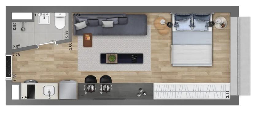 Studio à venda com 54m², 1 quarto sem vaga - 15