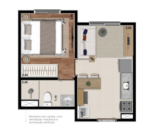 Apartamento à venda com 24m², 1 quarto sem vaga - 25