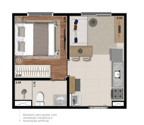 Apartamento à venda com 24m², 1 quarto sem vaga - 26