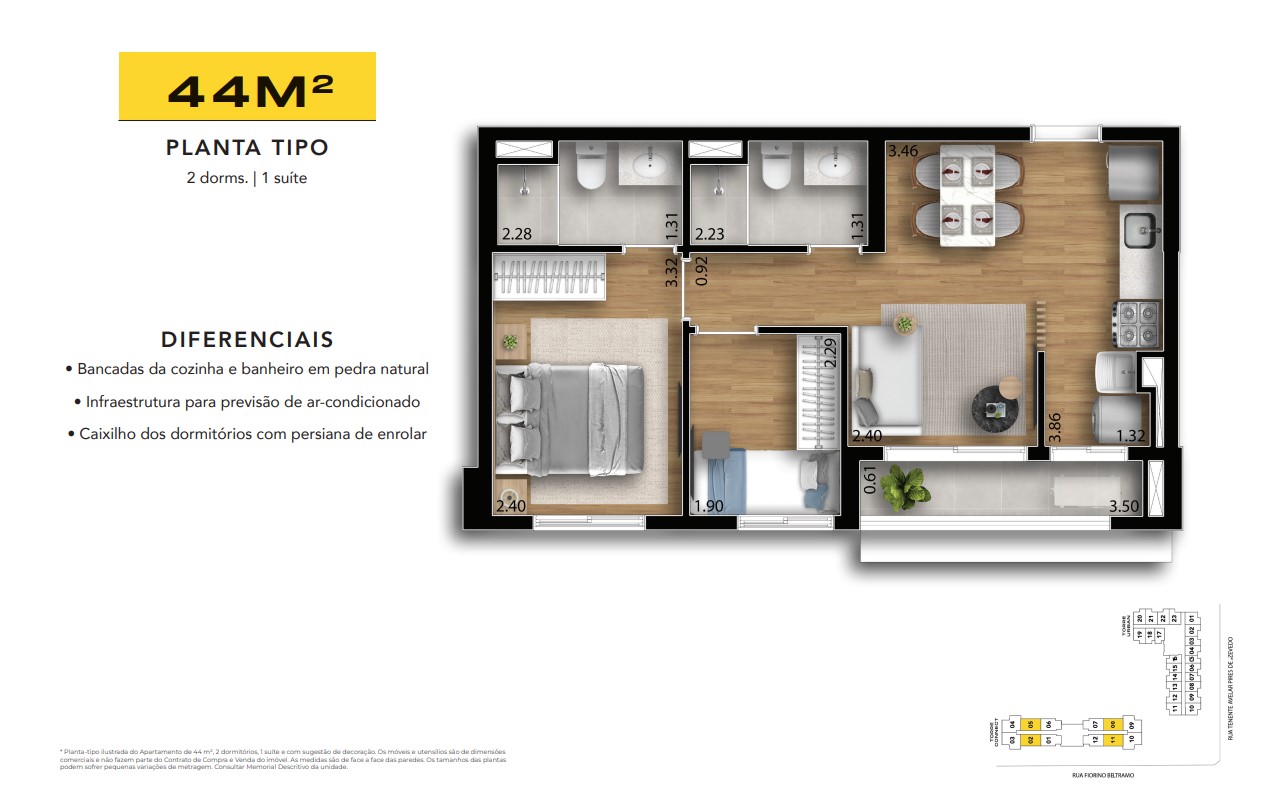 Apartamento à venda com 44m², 2 quartos com vaga - 26