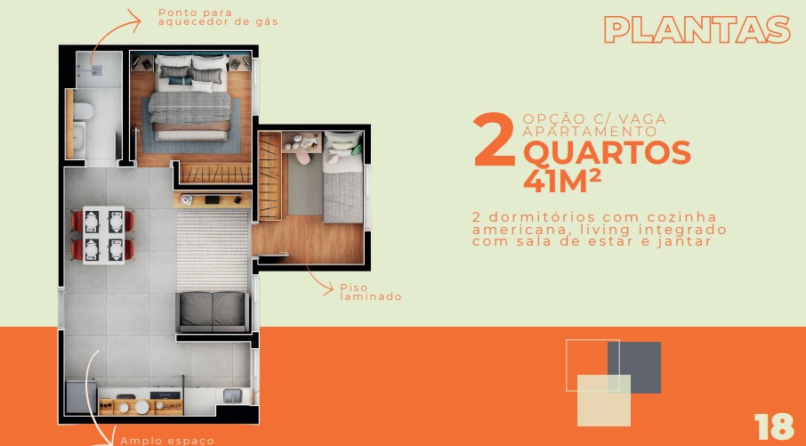 Apartamento à venda com 41m², 2 quartos com vaga - 17