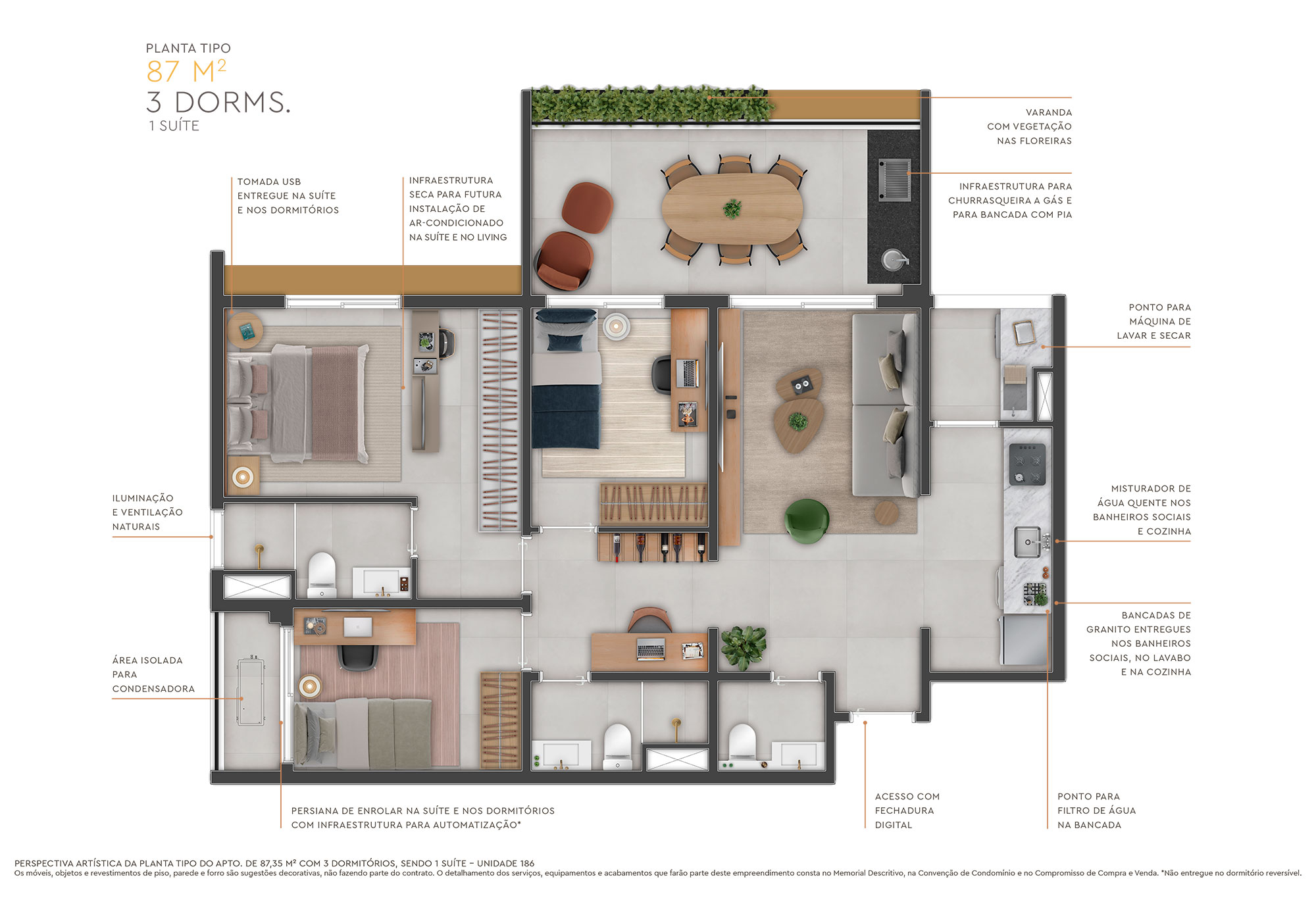 Apartamento à venda com 87m², 3 quartos com vaga - 22
