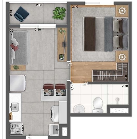 Apartamento à venda com 26m², 1 quarto sem vaga - 17