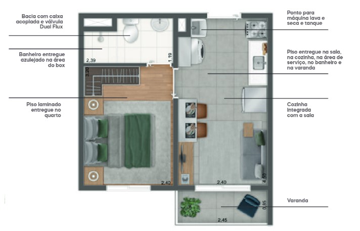 Apartamento à venda com 33m², 1 quarto sem vaga - 17