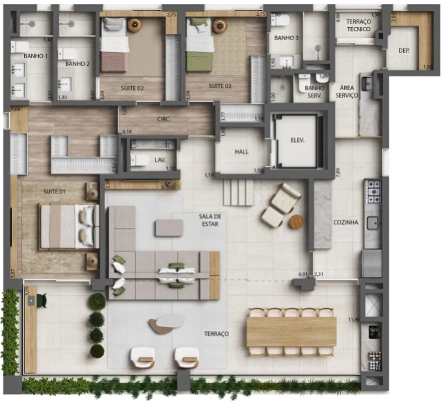 Apartamento à venda com 380m², 3 quartos com vaga - 15