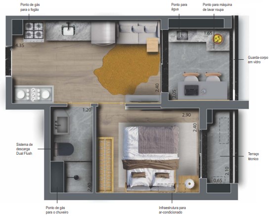 Apartamento à venda com 30m², 1 quarto sem vaga - 34