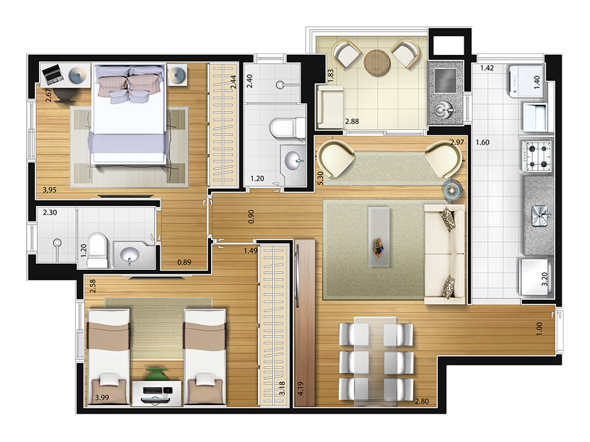 Apartamento à venda com 65m², 2 quartos com vaga - 12