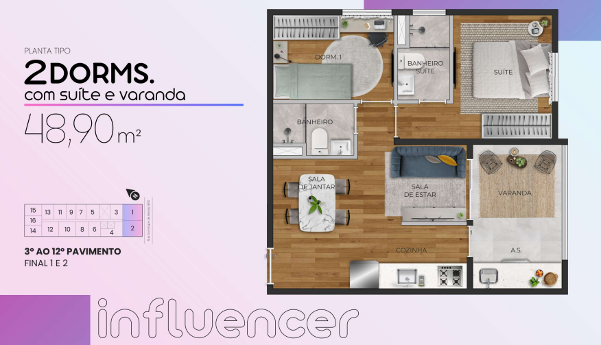 Apartamento à venda com 48m², 2 quartos sem vaga - 21