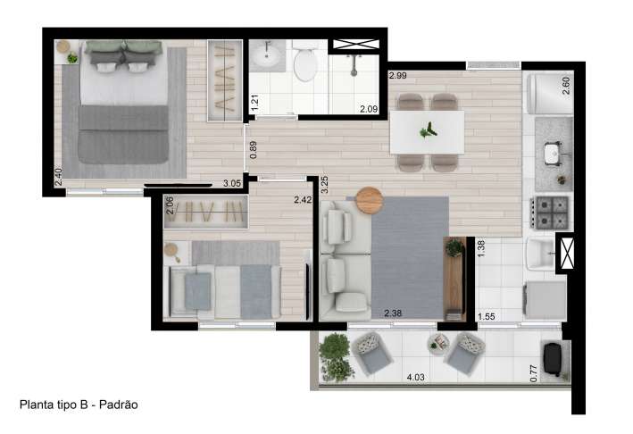 Apartamento à venda com 41m², 2 quartos sem vaga - 23