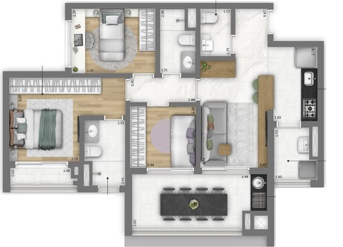 Apartamento à venda com 91m², 3 quartos com vaga - 25