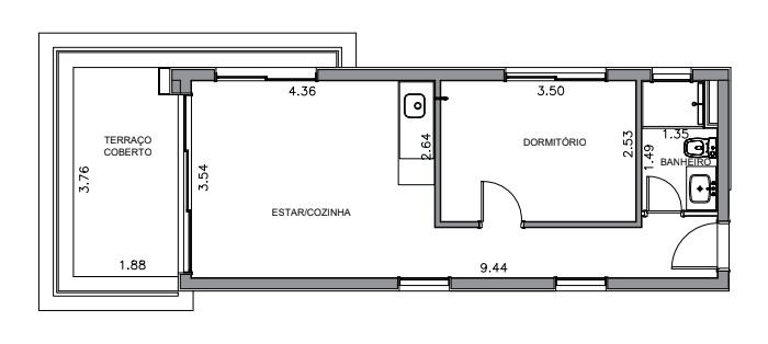 Apartamento à venda com 49m², 1 quarto sem vaga - 14