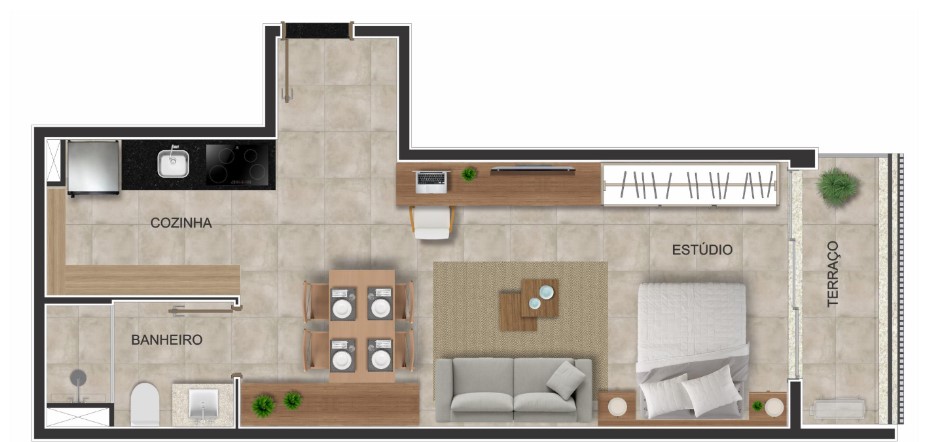 Studio à venda com 44m², 0 quartos sem vaga - 19