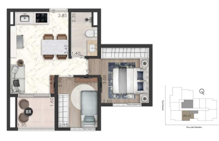 Apartamento à venda com 45m², 2 quartos sem vaga - 17