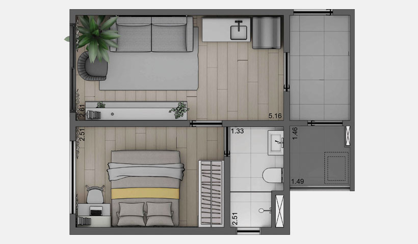 Apartamento à venda com 32m², 1 quarto sem vaga - 17