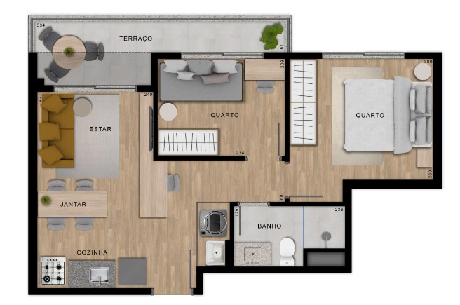 Apartamento à venda com 44m², 2 quartos sem vaga - 14