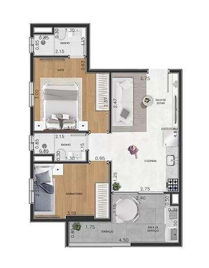 Apartamento à venda com 47m², 2 quartos com vaga - 20