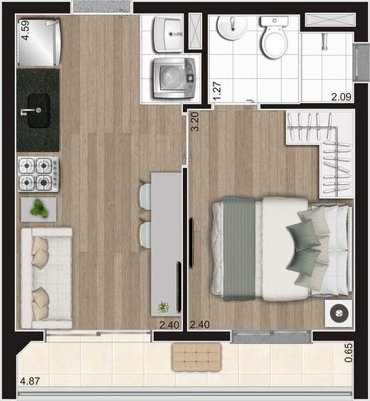 Apartamento à venda com 30m², 1 quarto sem vaga - 18
