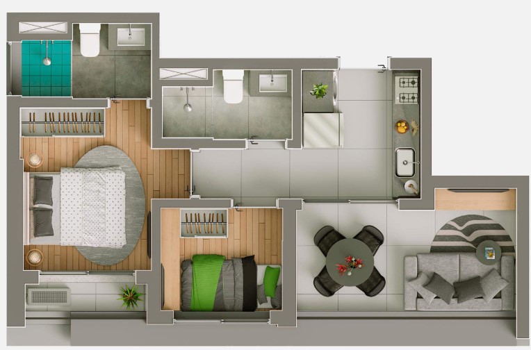 Apartamento à venda com 49m², 2 quartos sem vaga - 24